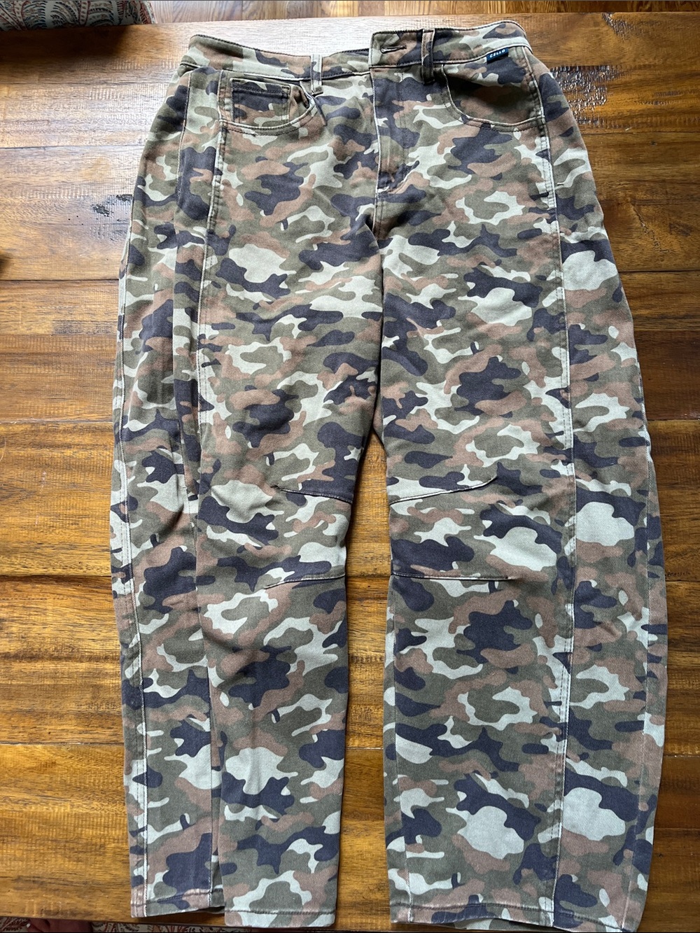 Cello 7 Pants with Camouflage Waistband in Green and Brown